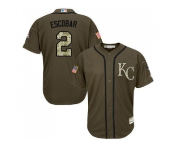 Kansas City Royals #2 Alcides Escobar Green Salute to Service Stitched MLB Jersey