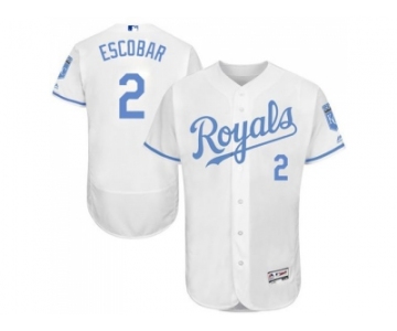 Kansas City Royals #2 Alcides Escobar White Flexbase Authentic Collection 2016 Father's Day Stitched Baseball Jersey