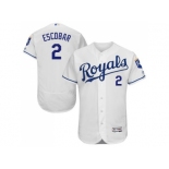 Kansas City Royals #2 Alcides Escobar White Flexbase Authentic Collection Stitched Baseball Jersey