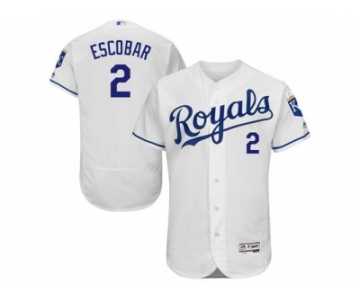 Kansas City Royals #2 Alcides Escobar White Flexbase Authentic Collection Stitched Baseball Jersey