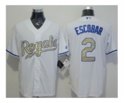 Kansas City Royals #2 Alcides Escobar White New Cool Base 2015 World Series Champions Gold Program Stitched Baseball Jersey