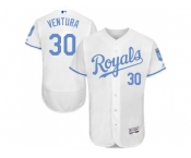 Kansas City Royals #30 Yordano Ventura White Flexbase Authentic Collection 2016 Father's Day Stitched Baseball Jersey