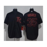 Kansas City Royals #35 Eric Hosmer Black Strip Stitched MLB Jersey