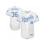 Kansas City Royals #36 Edinson Volquez White Flexbase Authentic Collection 2016 Father's Day Stitched Baseball Jersey