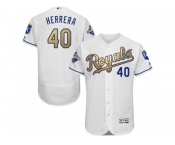 Kansas City Royals #40 Kelvin Herrera White 2015 World Series Champions Gold Program FlexBase Authentic Stitched MLB Jersey