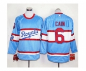 Kansas City Royals #6 Lorenzo Cain Light Blue Long Sleeve Stitched MLB Jersey