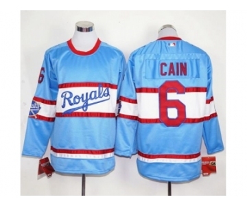 Kansas City Royals #6 Lorenzo Cain Light Blue Long Sleeve Stitched MLB Jersey