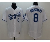 Kansas City Royals #8 Mike Moustakas White Flexbase Authentic Collection Stitched Baseball Jersey