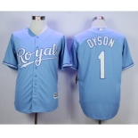 Men Kansas City Royals #1 Jarrod Dyson Light Blue 2016 Official Cool Base Jersey