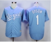 Men Kansas City Royals #1 Jarrod Dyson Light Blue 2016 Official Cool Base Jersey