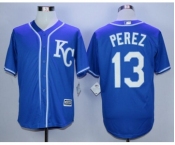 Men Kansas City Royals #13 Salvador Perez Blue 2016 Official Cool Base Jersey