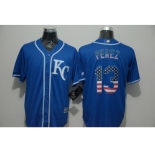 Men Kansas City Royals #13 Salvador Perez Blue USA Flag Fashion Cool Base Jersey