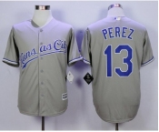 Men Kansas City Royals #13 Salvador Perez Gray 2016 Official Cool Base Jersey