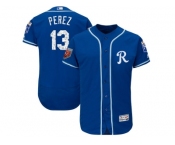 Men Kansas City Royals #13 Salvador Perez Majestic Royal 2018 Spring Training Flex Base Player Jersey