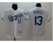 Men Kansas City Royals #13 Salvador Perez Majestic White Flexbase Authentic Collection Player Jersey