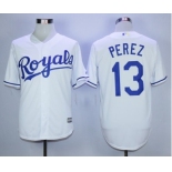 Men Kansas City Royals #13 Salvador Perez White 2016 Official Cool Base Jersey