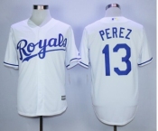 Men Kansas City Royals #13 Salvador Perez White 2016 Official Cool Base Jersey