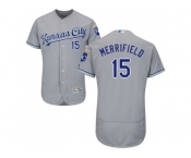 Men Kansas City Royals #15 Whit Merrifield Grey Flexbase Authentic Collection Stitched MLB Jersey