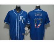 Men Kansas City Royals #17 Wade Davis Blue USA Flag Fashion Cool Base Jersey