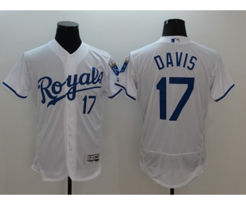 Men Kansas City Royals #17 Wade Davis Majestic White Flexbase Authentic Collection Player Jersey