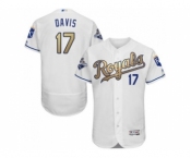 Men Kansas City Royals #17 Wade Davis Majestic White World Series Champions Gold Program FlexBase Player Jersey