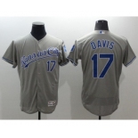 Men Kansas City Royals #17 Wade Davis Majestic grey Flexbase Authentic Collection Player Jersey