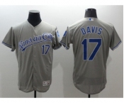 Men Kansas City Royals #17 Wade Davis Majestic grey Flexbase Authentic Collection Player Jersey