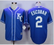 Men Kansas City Royals #2 Alcides Escobar Blue 2016 Official Cool Base Jersey