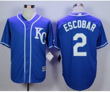 Men Kansas City Royals #2 Alcides Escobar Blue 2016 Official Cool Base Jersey