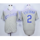 Men Kansas City Royals #2 Alcides Escobar Gray 2016 Official Cool Base Jersey