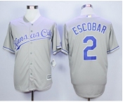 Men Kansas City Royals #2 Alcides Escobar Gray 2016 Official Cool Base Jersey