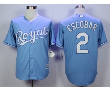 Men Kansas City Royals #2 Alcides Escobar Light Blue 2016 Official Cool Base Jersey