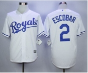 Men Kansas City Royals #2 Alcides Escobar White 2016 Official Cool Base Jerse