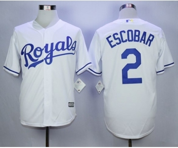 Men Kansas City Royals #2 Alcides Escobar White 2016 Official Cool Base Jerse