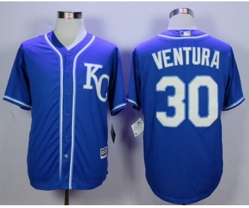 Men Kansas City Royals #30 Yordano Ventura Blue 2016 Official Cool Base Jersey