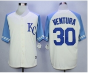 Men Kansas City Royals #30 Yordano Ventura Cream 2016 Official Cool Base Jersey