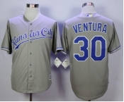 Men Kansas City Royals #30 Yordano Ventura Gray 2016 Official Cool Base Jersey