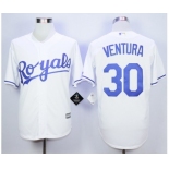 Men Kansas City Royals #30 Yordano Ventura White 2016 Official Cool Base Jersey