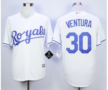 Men Kansas City Royals #30 Yordano Ventura White 2016 Official Cool Base Jersey