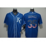 Men Kansas City Royals #35 Eric Hosmer Blue USA Flag Fashion Cool Base Jersey