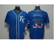 Men Kansas City Royals #35 Eric Hosmer Blue USA Flag Fashion Cool Base Jersey