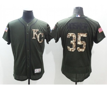 Men Kansas City Royals #35 Eric Hosmer Majestic Green Salute to Service Flexbase Authentic Collection Jersey