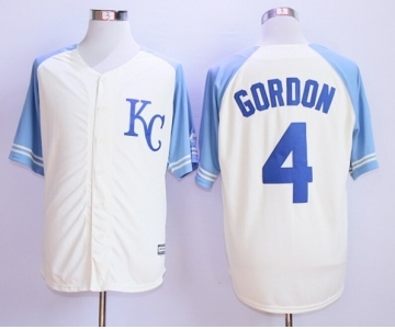 Men Kansas City Royals #4 Alex Gordon Cream 2016 Official Cool Base Jersey