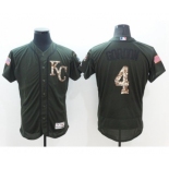 Men Kansas City Royals #4 Alex Gordon Majestic Green Salute to Service Flexbase Authentic Collection Jersey