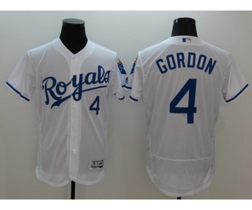 Men Kansas City Royals #4 Alex Gordon Majestic White Flexbase Authentic Collection Player Jersey