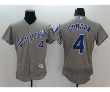 Men Kansas City Royals #4 Alex Gordon Majestic grey Flexbase Authentic Collection Player Jersey