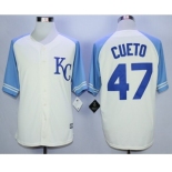 Men Kansas City Royals #47 Johnny Cueto Cream 2016 Official Cool Base Jersey