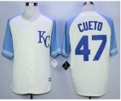 Men Kansas City Royals #47 Johnny Cueto Cream 2016 Official Cool Base Jersey