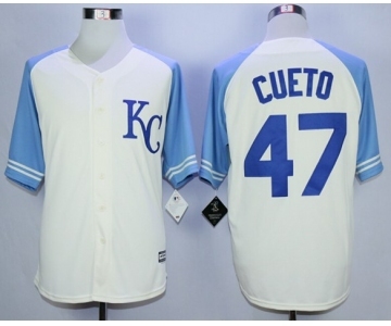 Men Kansas City Royals #47 Johnny Cueto Cream 2016 Official Cool Base Jersey