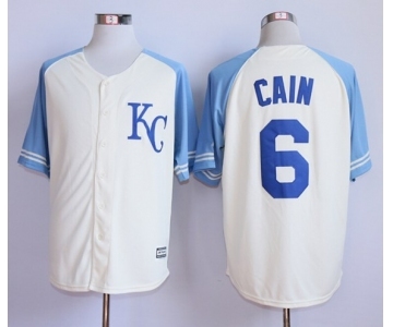 Men Kansas City Royals #6 Lorenzo Cain Cream 2016 Official Cool Base Jersey